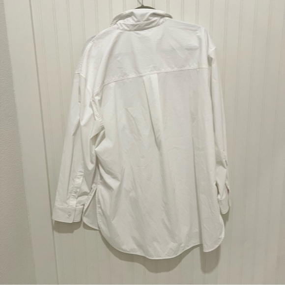 Athleta Midday Relaxed White Poplin Button Down Shirt XLT - Picture 5 of 5